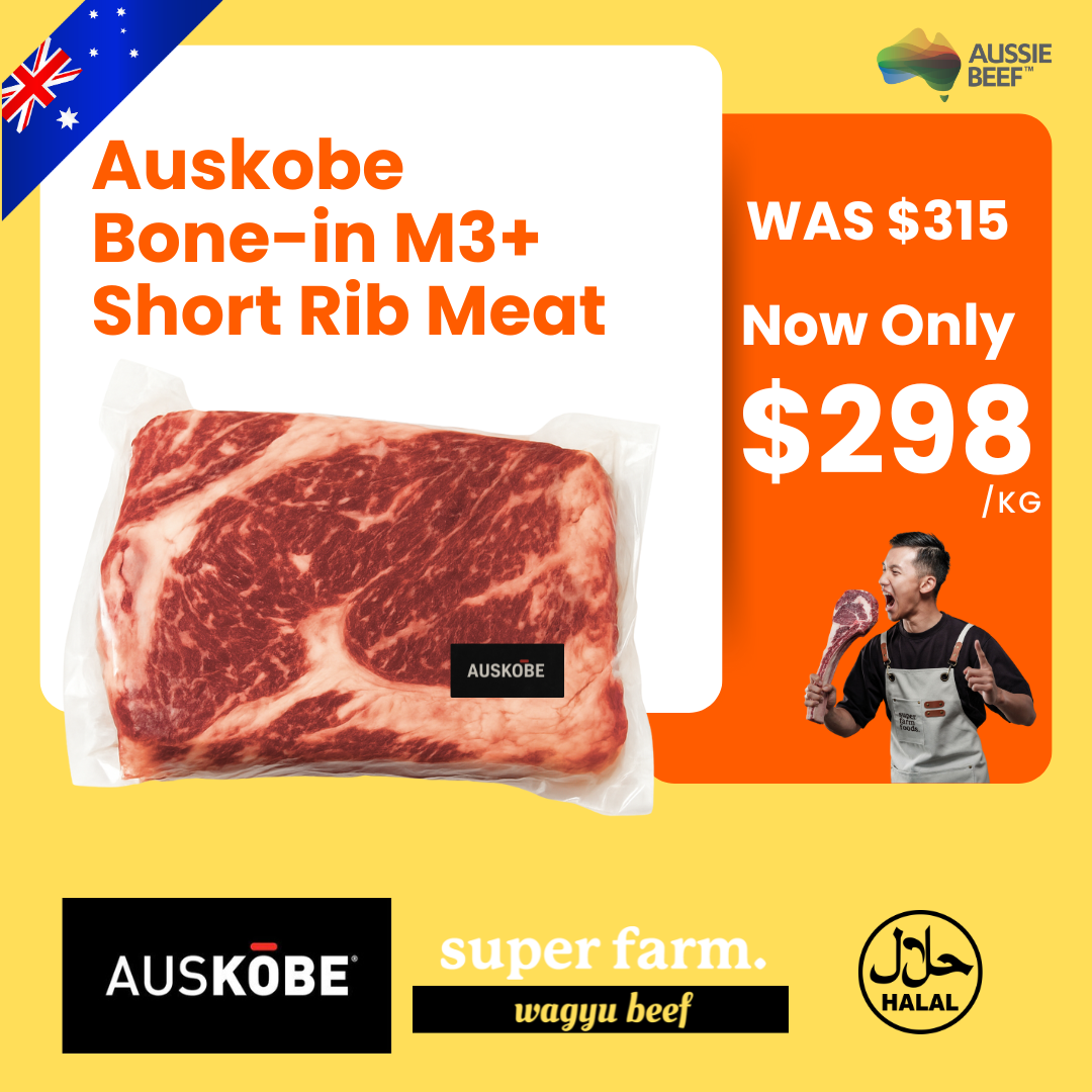 Auskobe Angus M3+ Short Rib Bone in (By Weight per kg)