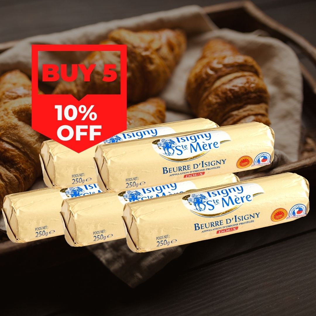 5 Pieces Isigny Ste Mère AOP Certified Unsalted Butter Roll (250g/pc)