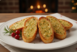 make the garlic bread on a plate and less decoration